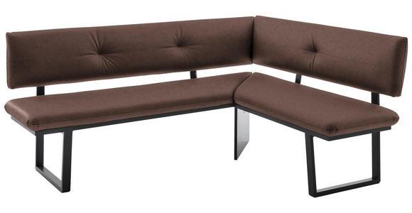 ECKBANK 205/165 cm  in Schwarz, Hellbraun  - Hellbraun/Schwarz, MODERN, Textil/Metall (205/165cm) - Cantus
