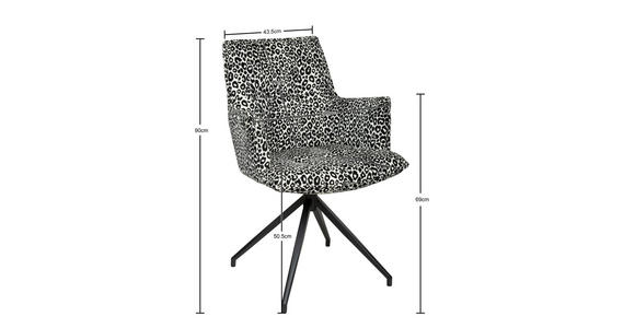 ARMLEHNSTUHL  Stoffauswahl, Sitzfläche 360° drehbar, automatische Rückholfunktion Jacquard  Schwarz, Weiß  - Schwarz/Weiß, Design, Textil/Metall (59/89.5/63cm) - Novel