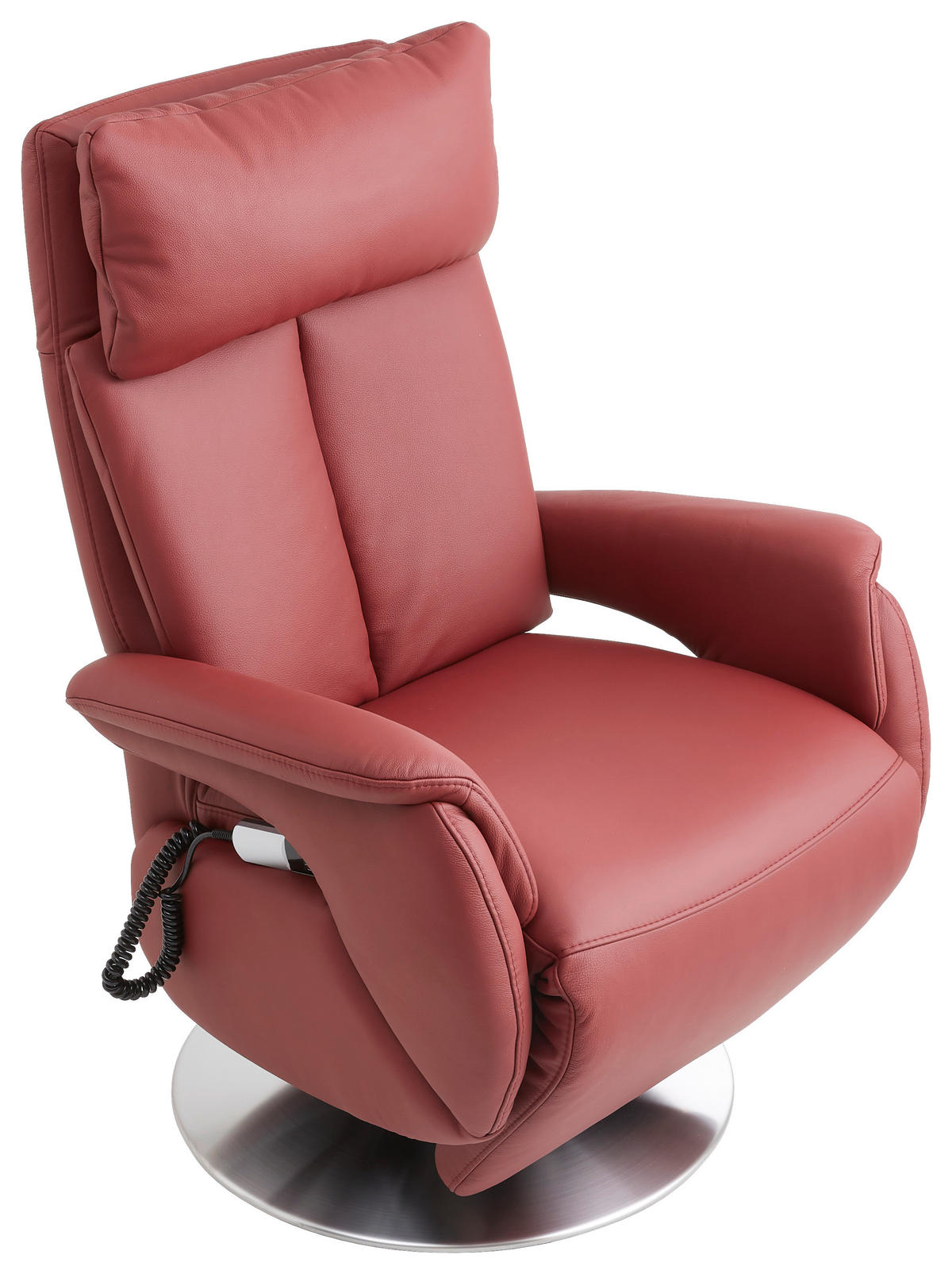 RELAXSESSEL in Leder Rot  - Edelstahlfarben/Rot, Design, Leder/Metall (78/113/81cm) - Cantus