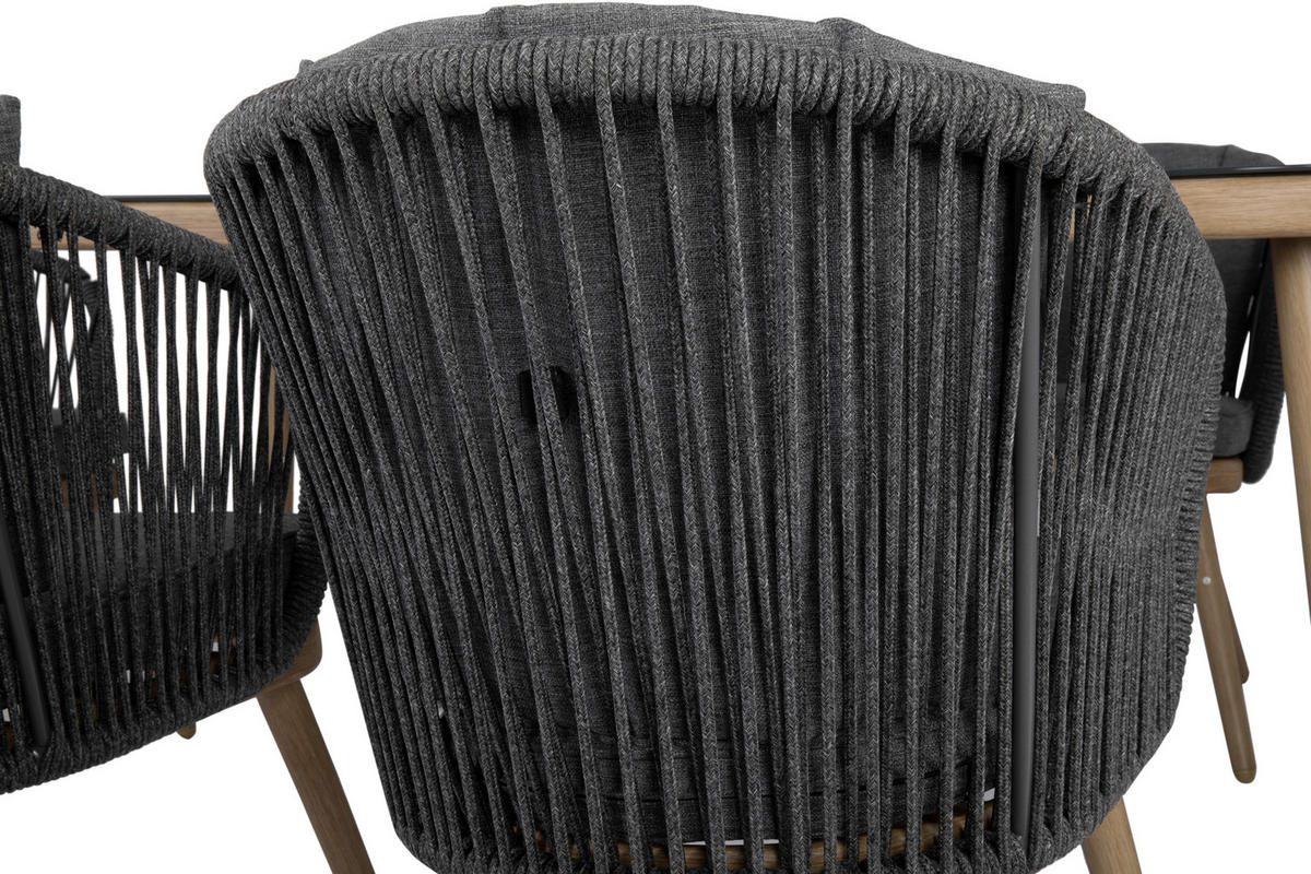 GARTENSET 7-teilig  - Grau, MODERN, Glas/Textil (63/160/58/90/77,5/73,5cm) - Ambia Garden