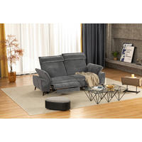 2-SITZER-SOFA in Mikrofaser Dunkelgrau  - Dunkelgrau/Schwarz, Design, Textil/Metall (222cm) - Livetastic