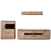 WOHNWAND 3-teilig  in Eichefarben 310/181/50 cm  - Eichefarben/Anthrazit, Konventionell, Glas/Holzwerkstoff (310/181/50cm) - Cantus