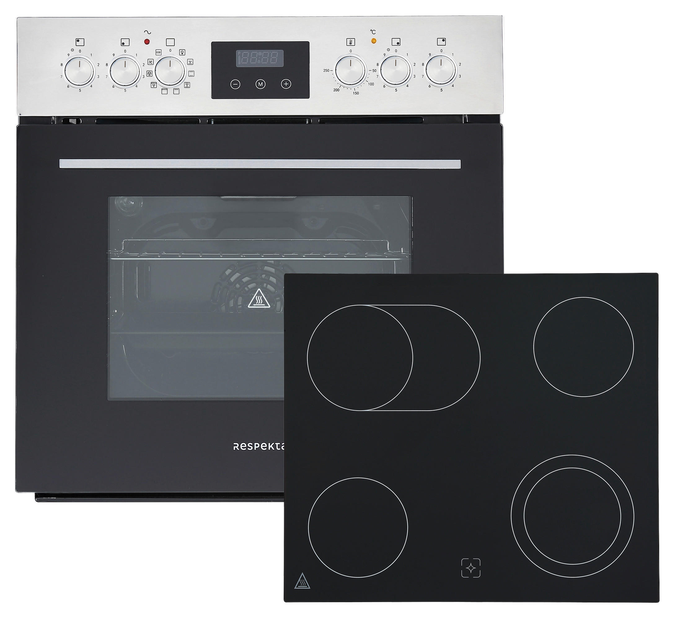 HERDSET HS3001-19  - Edelstahlfarben/Schwarz, Trend, Glas/Kunststoff (59,5/59,5/57,5cm) - Respekta