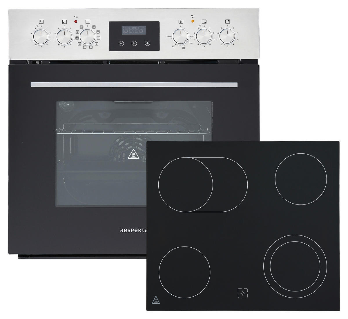 HERDSET HS3001-19  - Edelstahlfarben/Schwarz, Trend, Glas/Kunststoff (59,5/59,5/57,5cm) - Respekta