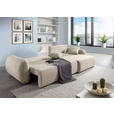 ECKSOFA Beige Flachgewebe Zierkissen, Rückenkissen, Bettkasten, Schlaffunktion, Rücken echt, Liegefläche im Originalstoff  - Beige/Schwarz, KONVENTIONELL, Kunststoff/Textil (145/285cm) - Carryhome
