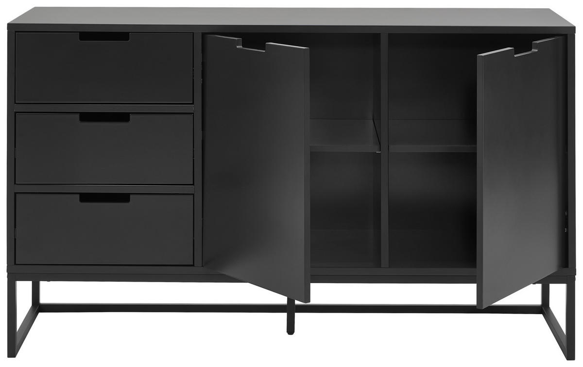 KOMODA, črna, antracit  - črna/antracit, Design, kovina/leseni material (136/79/40cm) - MID.YOU