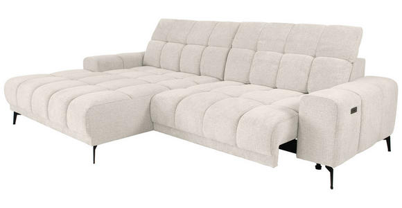 ECKSOFA inkl.Funktionen Perlmutt Chenille  - Perlmutt/Schwarz, MODERN, Textil/Metall (195/300cm) - Xora