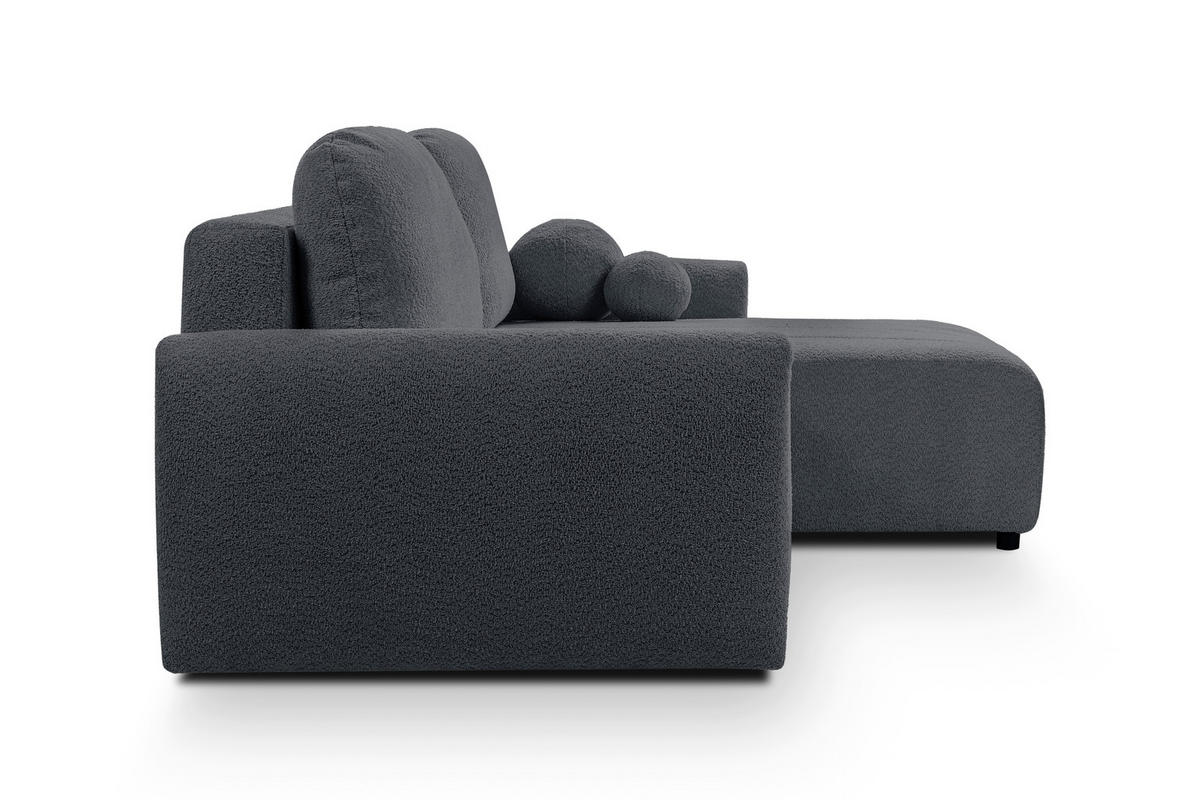 ECKSOFA LUNA Grau Struktur, Bouclé  - Schwarz/Grau, Design, Kunststoff/Textil (260/161cm) - Livetastic