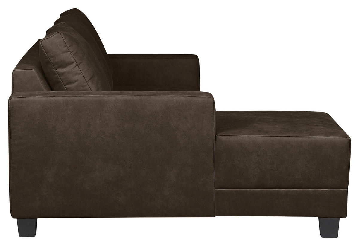 ECKSOFA in Mikrofaser Dunkelbraun  - Dunkelbraun/Braun, Design, Holz/Textil (144/200cm) - MID.YOU