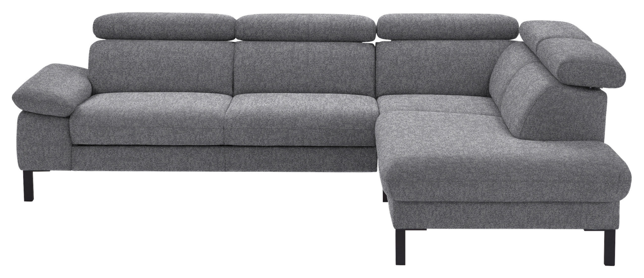 ECKSOFA in Flachgewebe Grau  - Schwarz/Grau, Design, Holzwerkstoff/Textil (272/217cm) - Pure Home Comfort