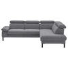 ECKSOFA in Flachgewebe Grau  - Schwarz/Grau, Design, Holzwerkstoff/Textil (272/217cm) - Pure Home Comfort