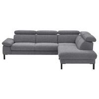 ECKSOFA in Flachgewebe Grau  - Schwarz/Grau, Design, Holzwerkstoff/Textil (272/217cm) - Pure Home Comfort