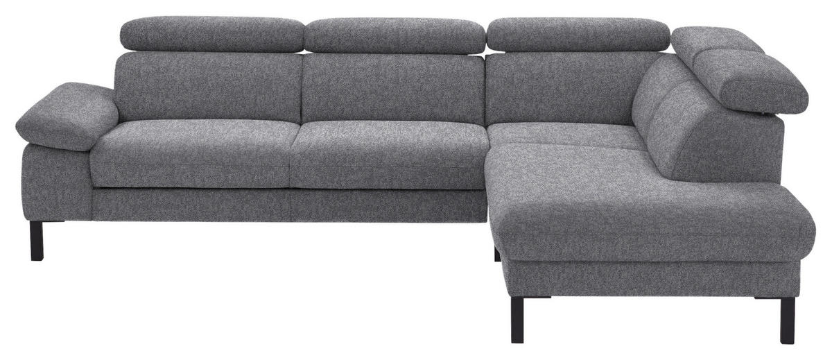 ECKSOFA in Flachgewebe Grau  - Schwarz/Grau, Design, Holzwerkstoff/Textil (272/217cm) - Pure Home Comfort
