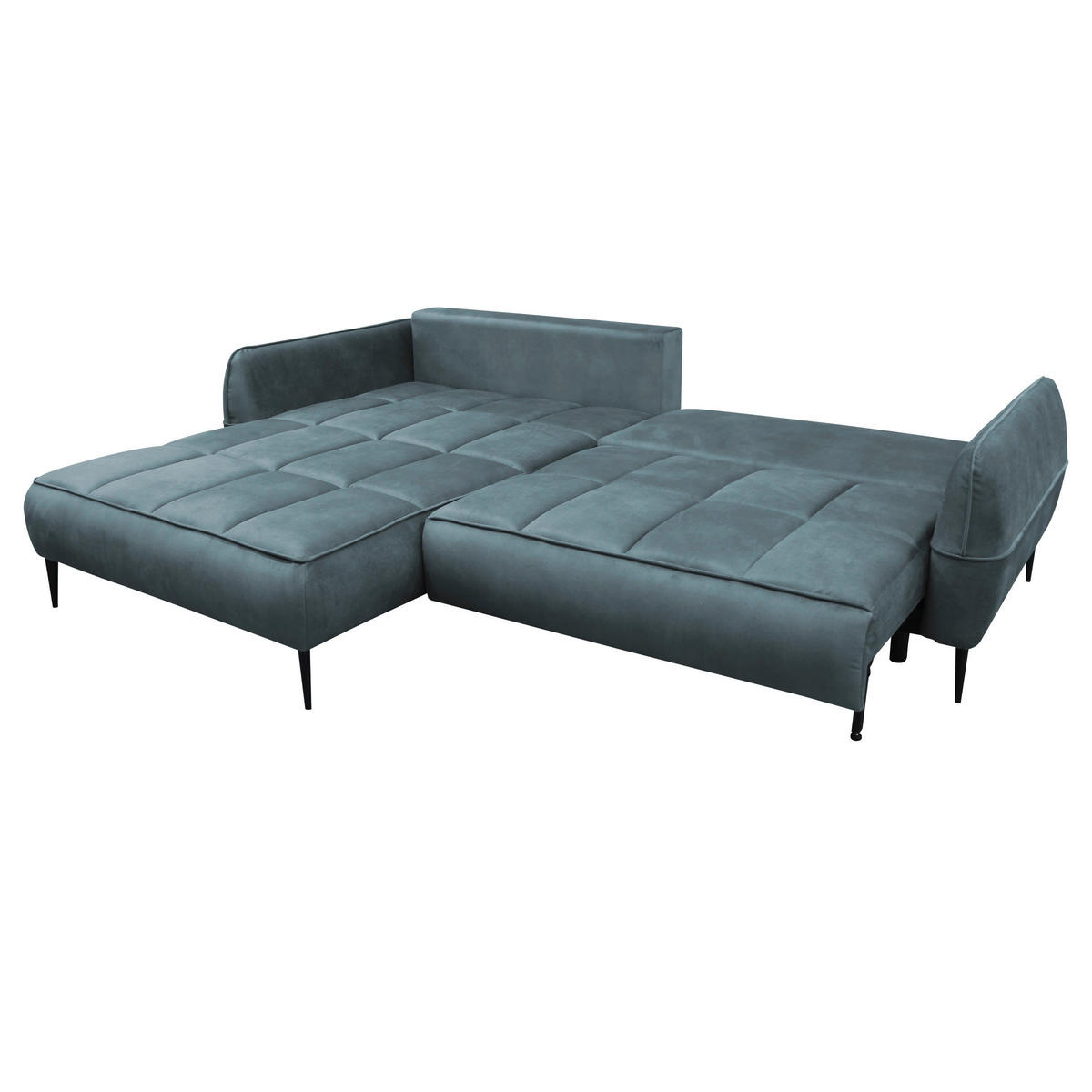 ECKSOFA Blau Velours  - Blau/Schwarz, Design, Textil/Metall (189/260cm) - MID.YOU