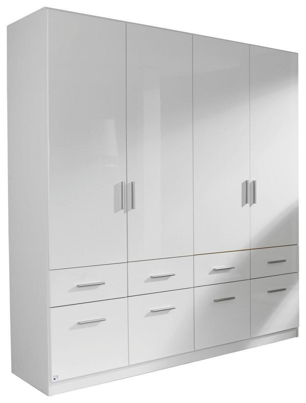 DREHTÜRENSCHRANK 181/197/54 cm 4-türig Weiß, Weiß Hochglanz  - Weiß Hochglanz/Alufarben, Design, Holzwerkstoff/Kunststoff (181/197/54cm) - Carryhome