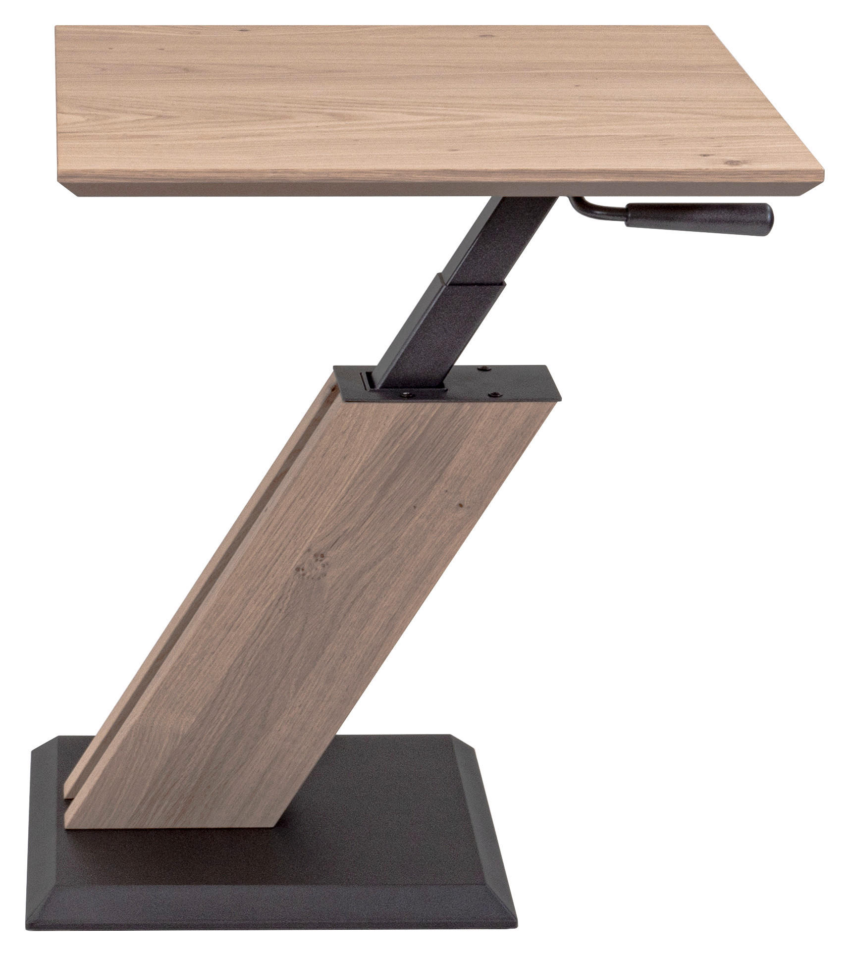 Thumbnail - Venda Couchtisch, Anthrazit, Eiche Bianco, Holz, Metall, Wildeiche, furniert, teilmassiv, quadratisch, Säule, Bodenplatt...