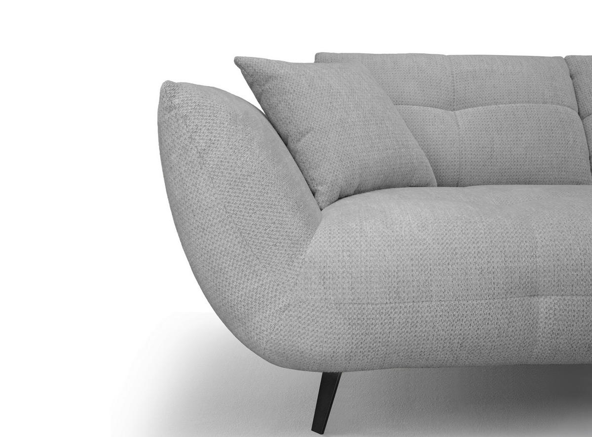 ECKSOFA Grau Chenille Armlehnenkissen, Rücken echt, Sitztiefenverstellung  - Schwarz/Grau, KONVENTIONELL, Textil/Metall (313/215cm) - Hom`in