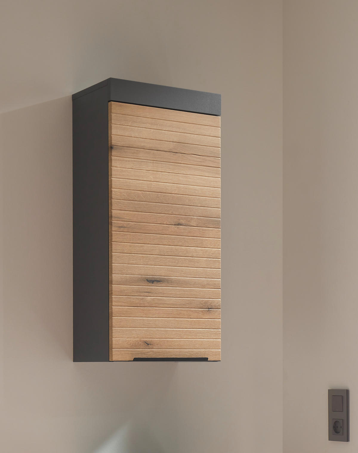HÄNGESCHRANK 36/77/23 cm  - Eichefarben/Schwarz, Basics, Holzwerkstoff/Kunststoff (36/77/23cm) - MID.YOU