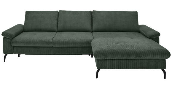 ECKSOFA inkl. Funktion Olivgrün Cord, Velours  - Schwarz/Graphitfarben, MODERN, Textil/Metall (180/302cm) - Venda