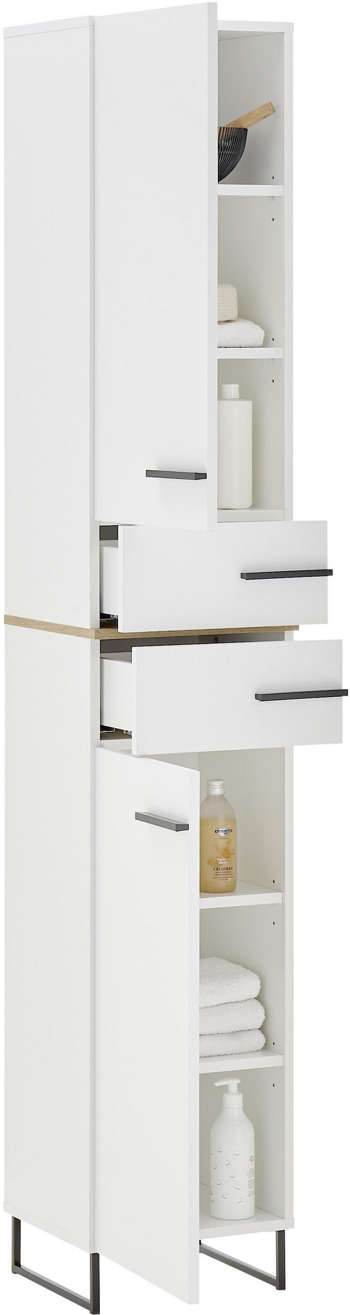 HOCHSCHRANK 35/194/33 cm  - Eichefarben/Schwarz, LIFESTYLE, Holzwerkstoff/Kunststoff (35/194/33cm) - home24