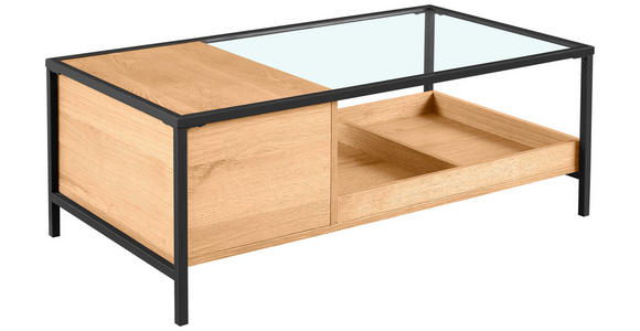 COUCHTISCH in Holz, Metall, Glas, Holzwerkstoff 110/60/40 cm  - Klar/Eichefarben, Natur, Glas/Holz (110/60/40cm) - Waldwelt