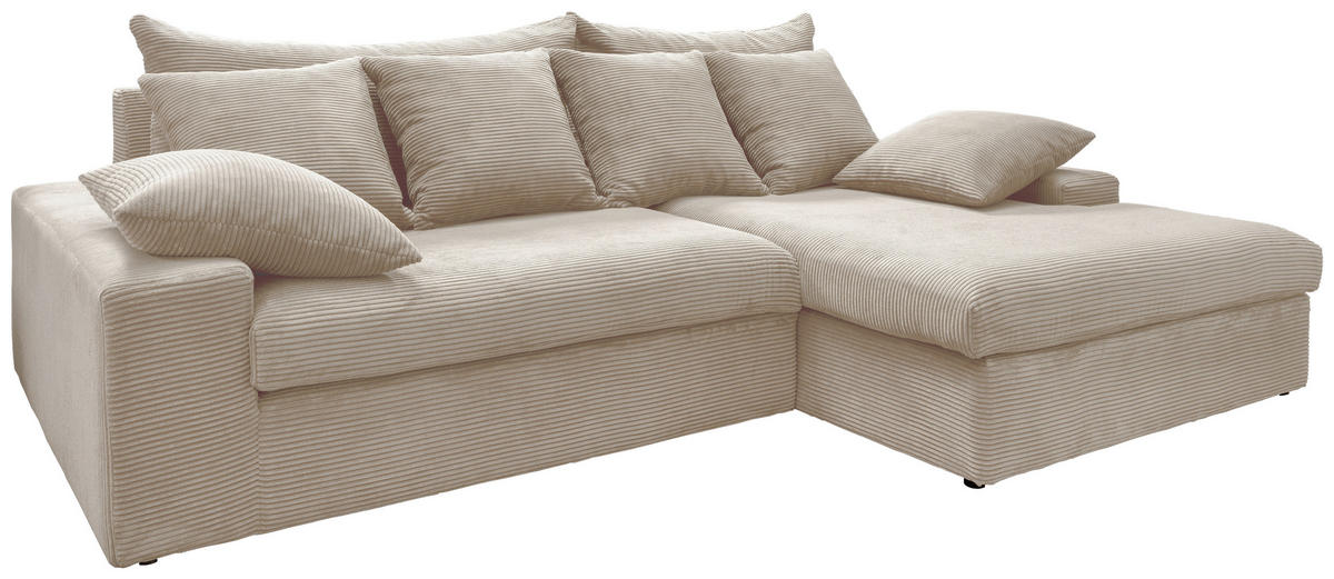 ECKSOFA in Cord Beige  278/200 cm  - Beige/Schwarz, MODERN, Kunststoff/Textil (278/200cm) - Livetastic
