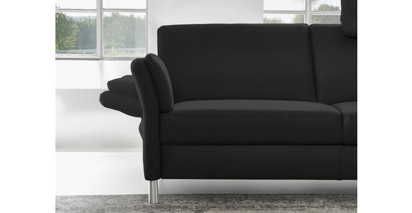 3-SITZER-SOFA Latina in Echtleder Schwarz   - Alufarben/Schwarz, Design, Leder/Metall (190/82/99cm) - Dieter Knoll