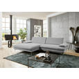 ECKSOFA  in Velours Hellgrau  184/284 cm  - Hellgrau/Schwarz, Design, Textil/Metall (184/284cm) - Dieter Knoll