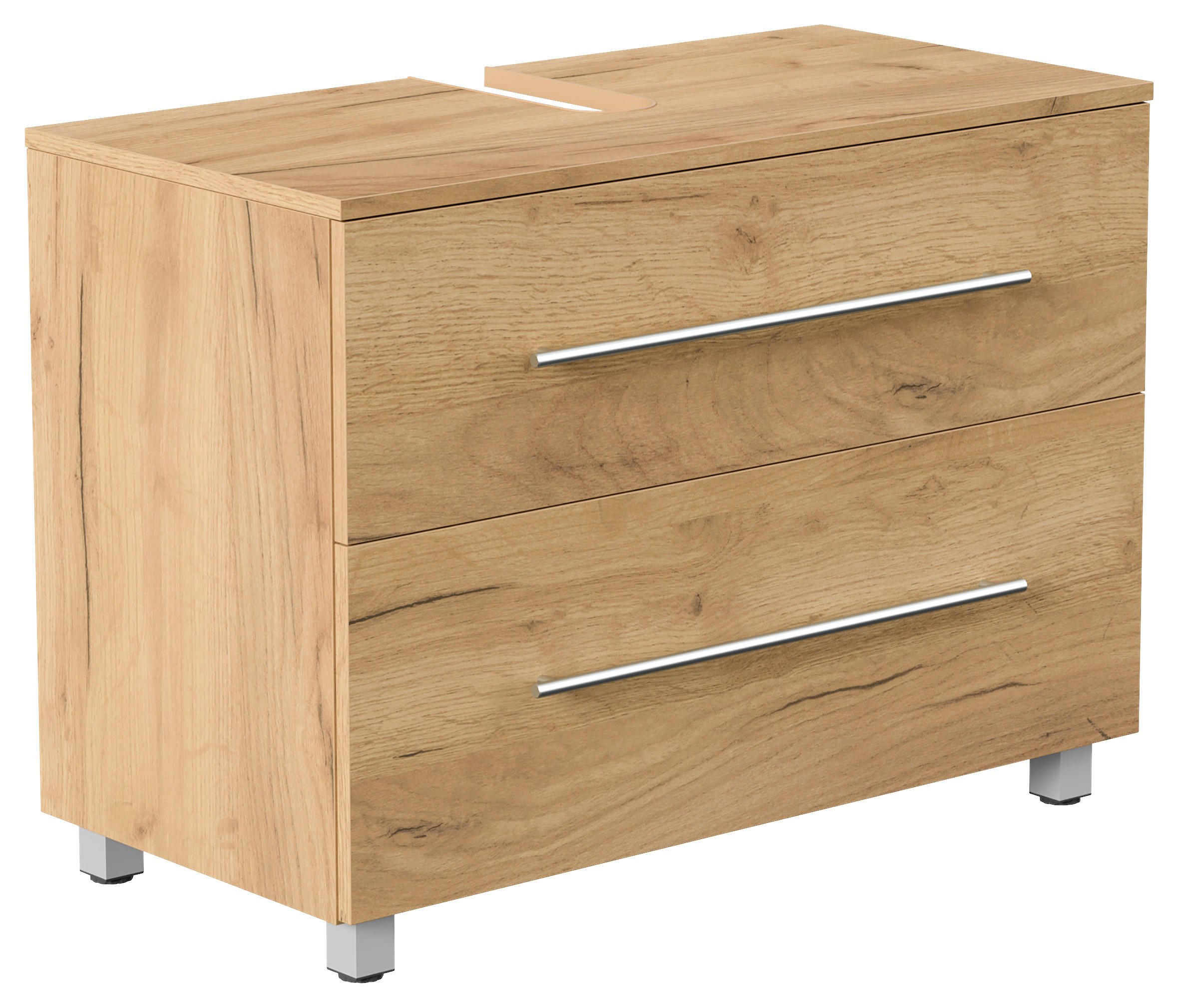WASCHBECKENUNTERSCHRANK 85/63/41,6 cm  - Eichefarben/Silberfarben, MODERN, Holzwerkstoff/Metall (85/63/41,6cm) - MID.YOU