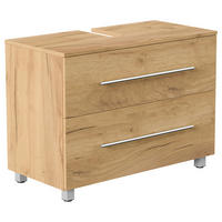 WASCHBECKENUNTERSCHRANK 85/63/41,6 cm  - Eichefarben/Silberfarben, MODERN, Holzwerkstoff/Metall (85/63/41,6cm) - MID.YOU