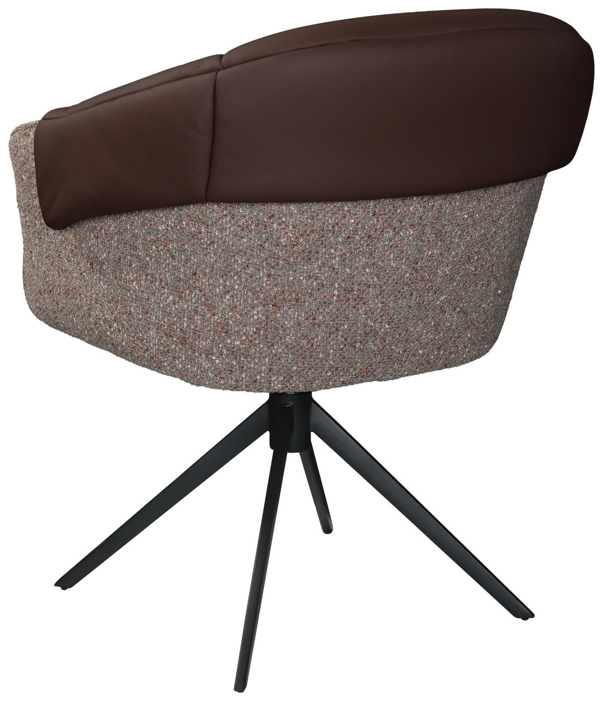 ARMLEHNSTUHL  Sitzfläche 360° drehbar, automatische Rückholfunktion Leinenoptik Echtleder  Braun, Schwarz  - Schwarz/Braun, Design, Leder/Textil (68,5/83/65,5cm) - Carryhome