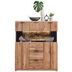 HIGHBOARD Schwarz, Wildeiche  122/144/42 cm  - Wildeiche/Schwarz, Natur, Glas/Holz (122/144/42cm) - Linea Natura