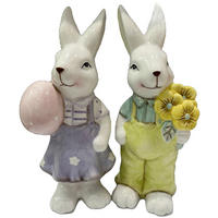 DEKORAČNÝ ZAJAC - lila/pink, Lifestyle, keramika (18,7cm)