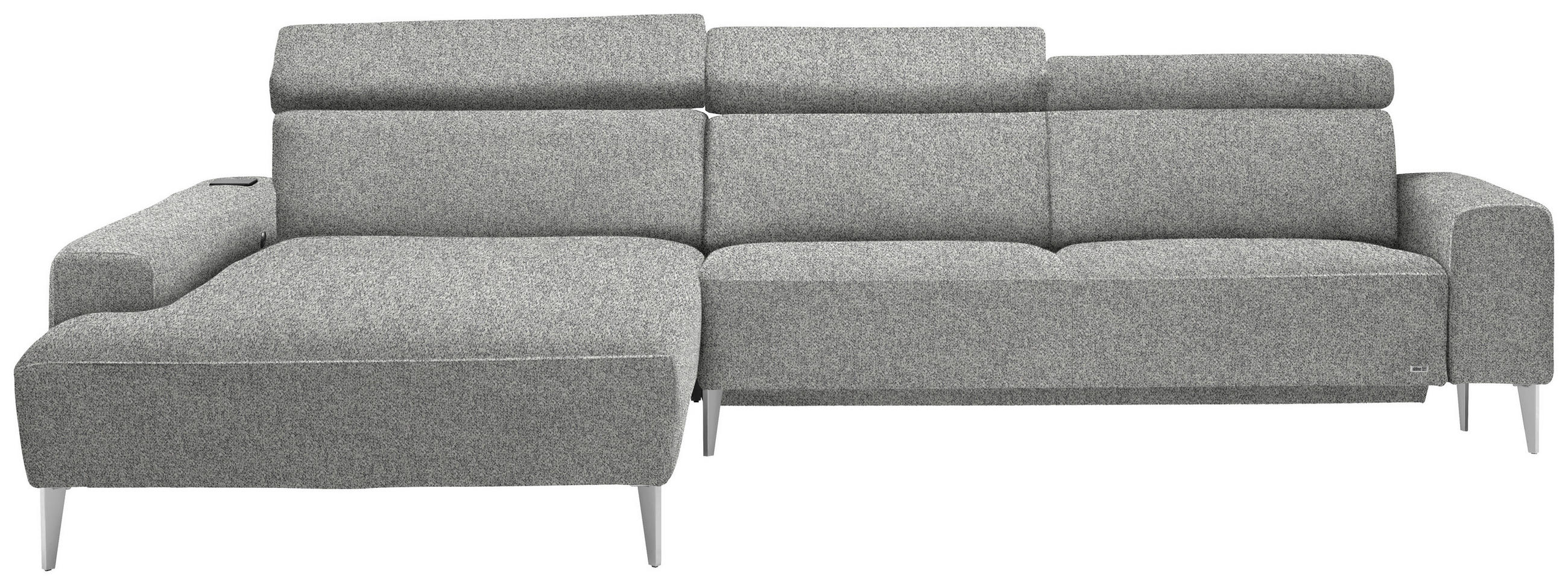 ECKSOFA  in Mikrovelours Naturfarben  205/308 cm  - Alufarben/Naturfarben, Design, Textil/Metall (205/308cm) - Sedda