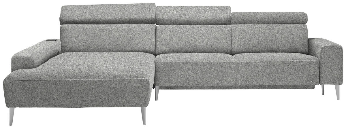 ECKSOFA  in Mikrovelours Naturfarben  205/308 cm  - Alufarben/Naturfarben, Design, Textil/Metall (205/308cm) - Sedda