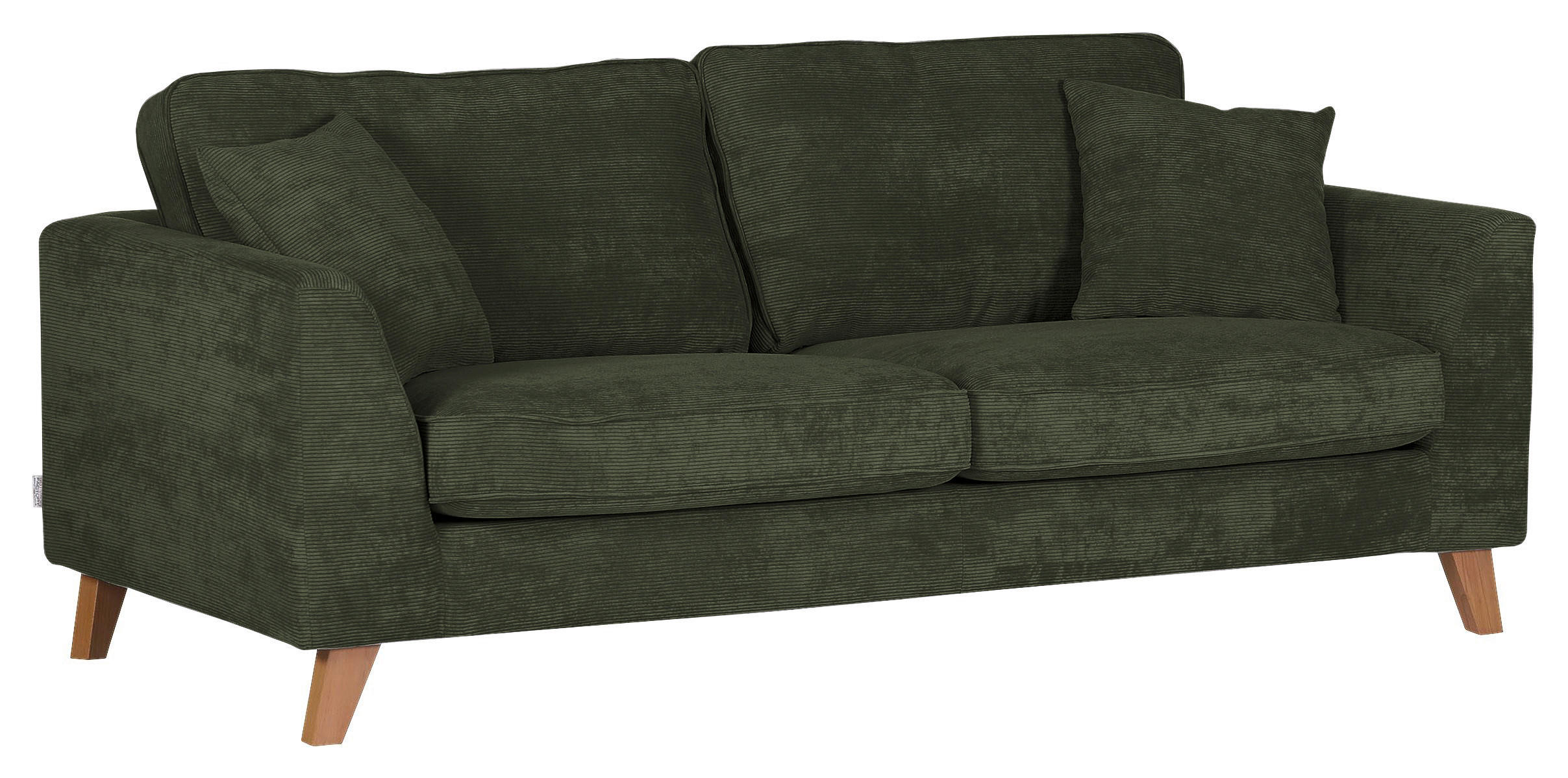 3-SITZER-SOFA in Cord Grün - Buchefarben/Grün, Design, Holz/Textil (200/63/90cm) - MID.YOU