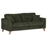3-SITZER-SOFA in Cord Grün  - Buchefarben/Grün, Design, Holz/Textil (200/63/90cm) - MID.YOU