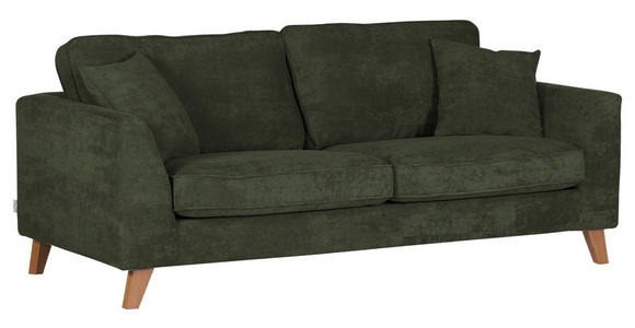 3-SITZER-SOFA Cord Grün  - Buchefarben/Grün, Design, Holz/Textil (200/63/90cm) - Carryhome