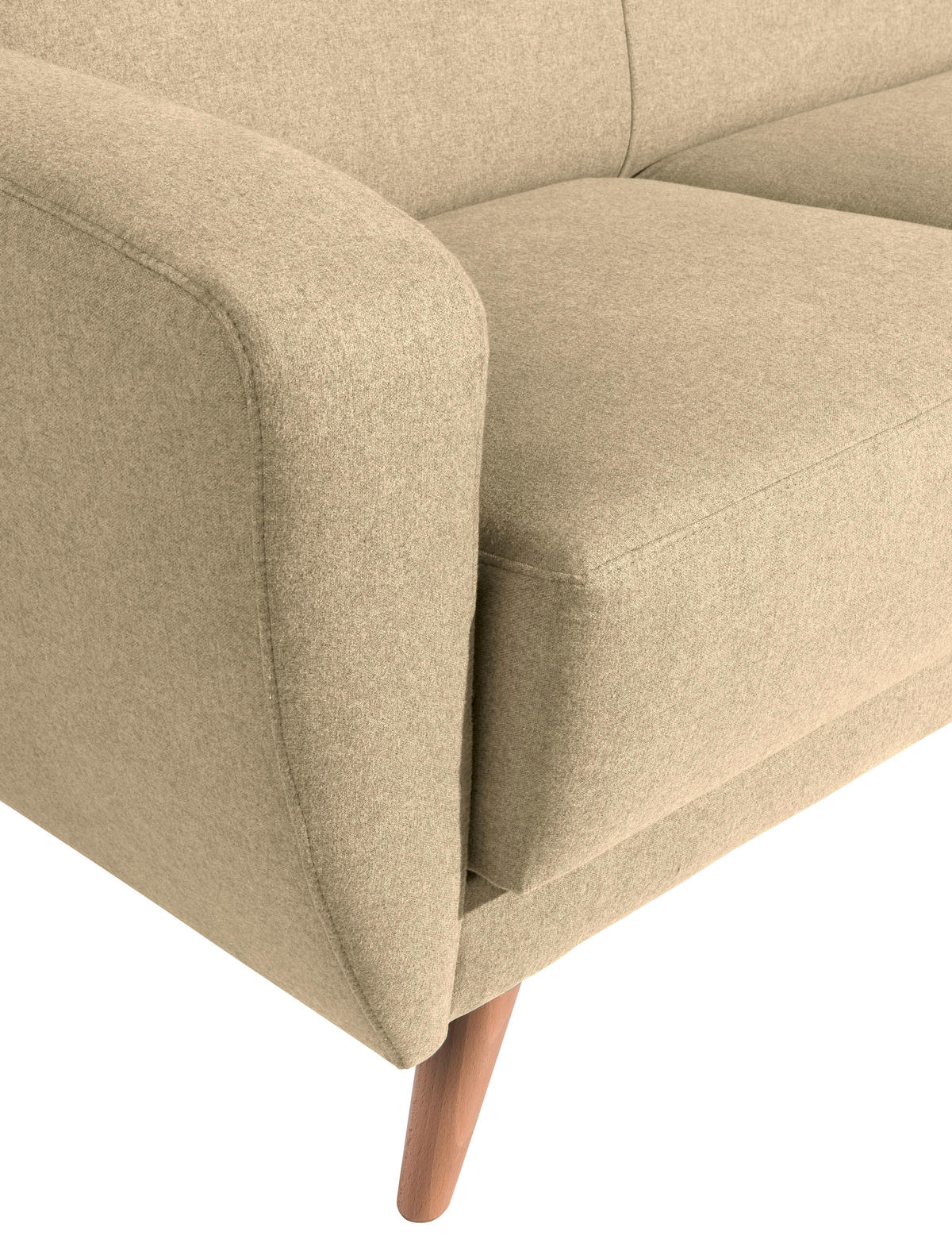 2-SITZER-SOFA in Samt, Velours Beige  - Beige/Naturfarben, Design, Holz/Textil (136/85/82cm) - Max Winzer