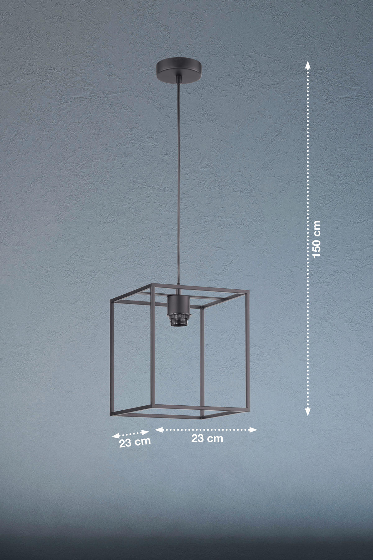 HÄNGELEUCHTE 23/23/150 cm    - Schwarz, Basics, Metall (23/23/150cm) - Fischer & Honsel