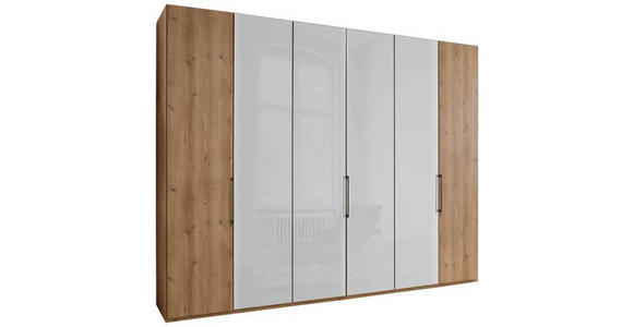 FALTTÜRENSCHRANK 300/236/58 cm 6-türig  - Schieferfarben/Eiche Bianco, KONVENTIONELL, Glas/Holzwerkstoff (300/236/58cm) - Dieter Knoll