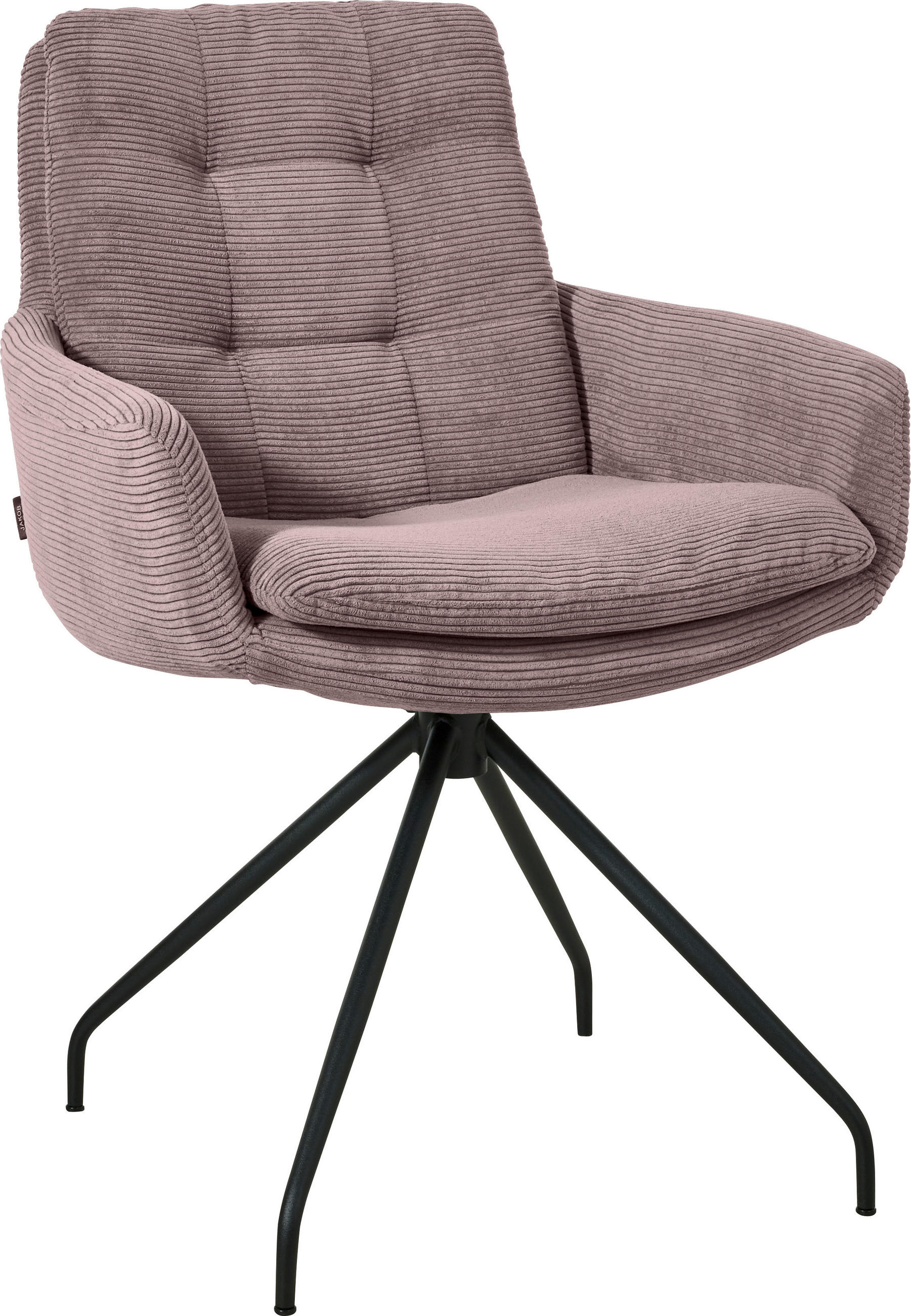 ARMLEHNSTUHL  in Cord  - Schwarz/Altrosa, Design, Textil/Metall (63/90/69cm) - Johann Jakob