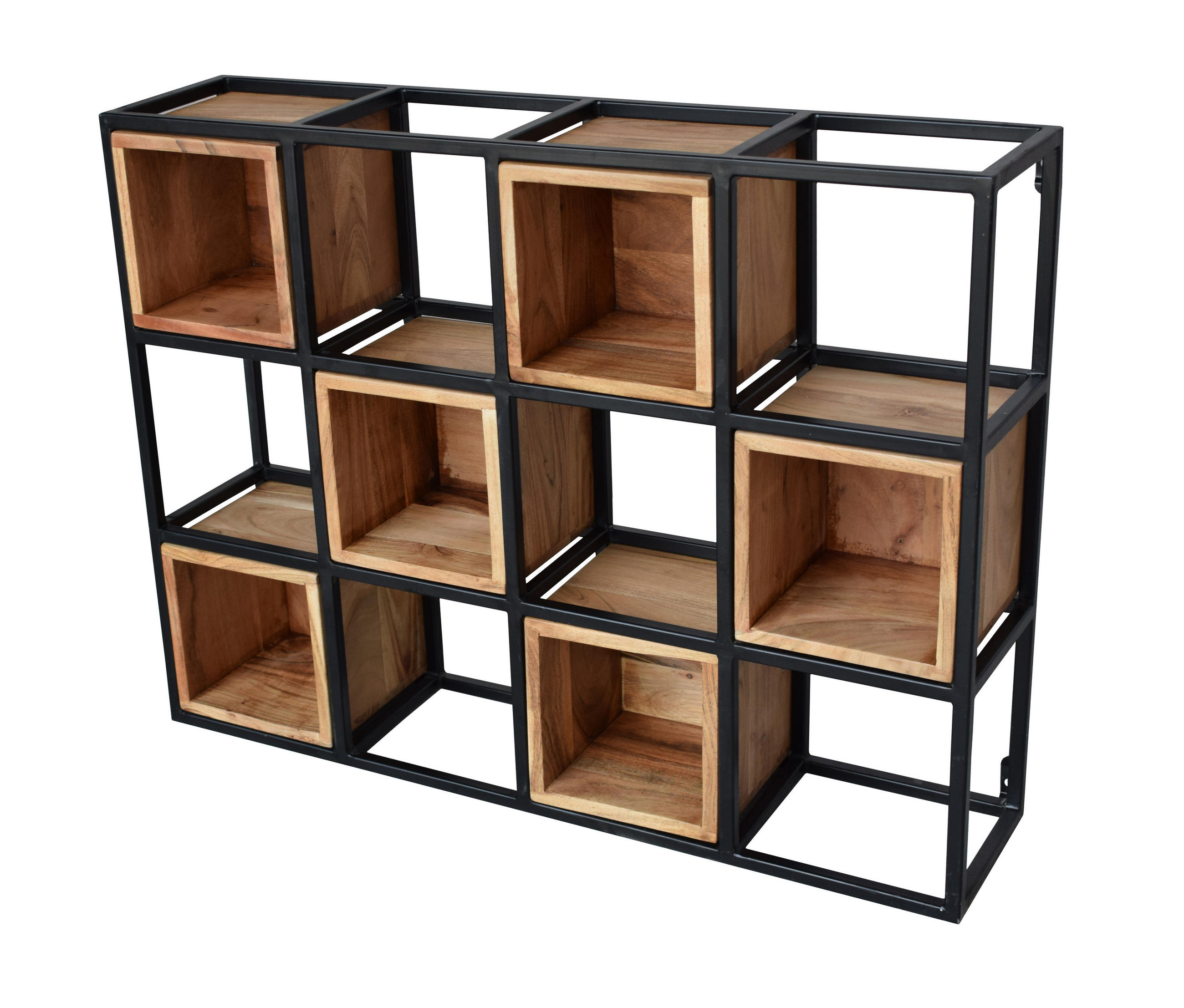 ZIDNA POLICA - boja akacije/crna, Moderno, drvo/metal (60/88/20cm) - Ambia Home