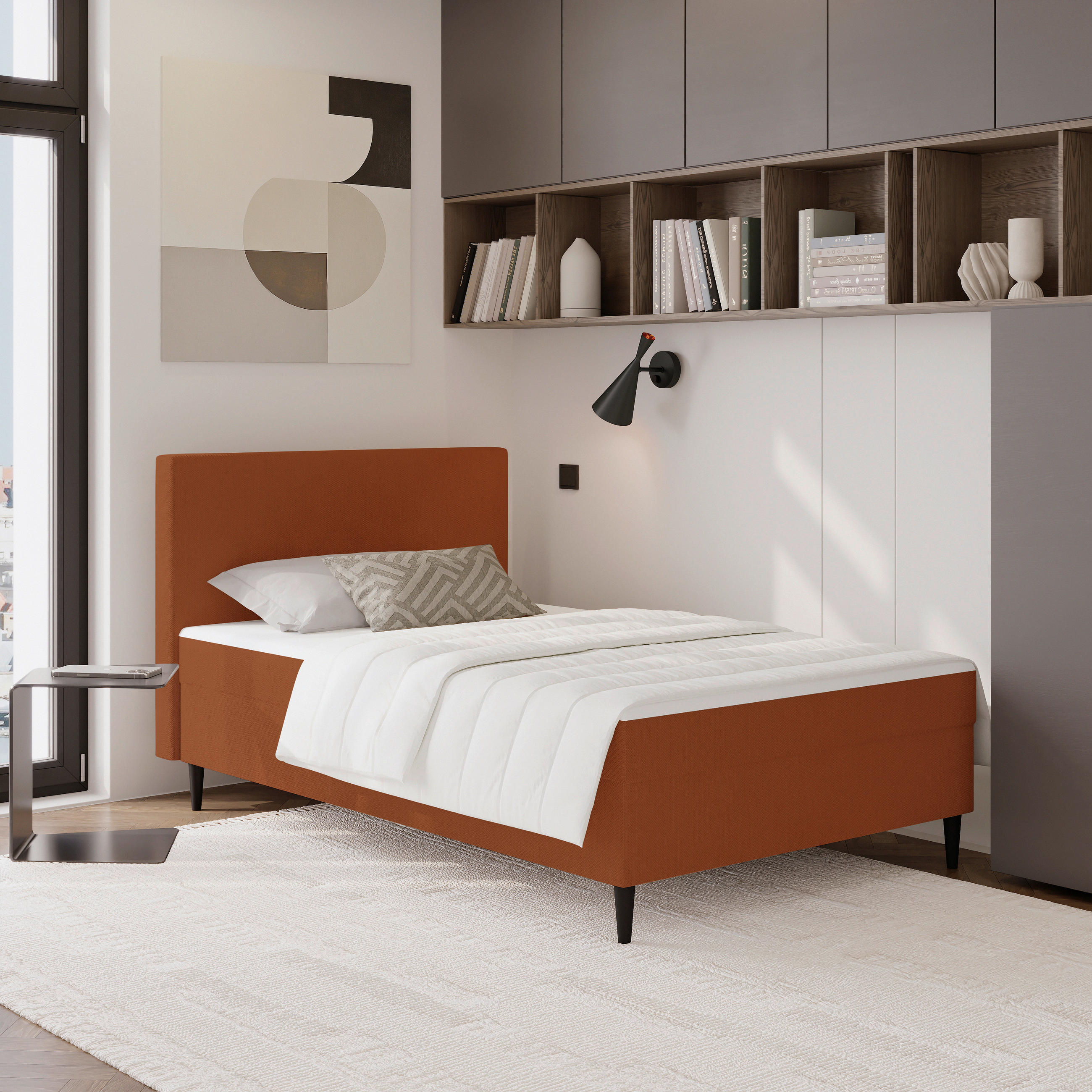 Pat Tip Boxspring, 90/200 cm, roșu