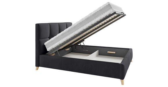 POLSTERBETT Lattenrost, Bettkasten Schwarz 160/200 cm  - Buchefarben/Schwarz, KONVENTIONELL, Holz/Textil (160/200cm) - Carryhome