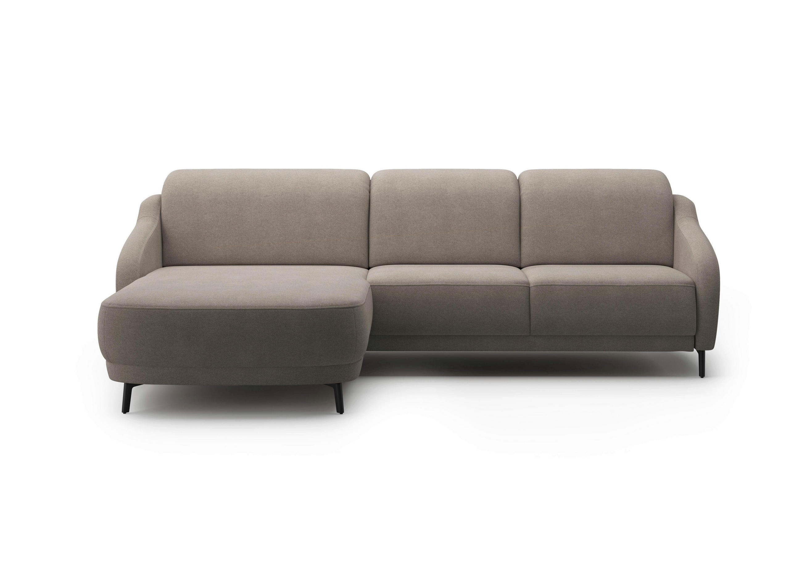 ECKSOFA BLUES V Haselnussfarben Mikrofaser  - Schwarz/Haselnussfarben, MODERN, Textil/Metall (191/271cm) - Sit & More