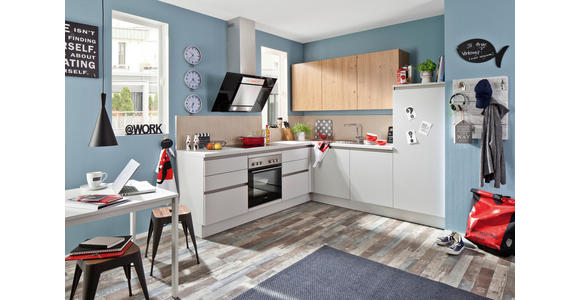 EINBAUKÜCHE   - Eichefarben/Grau, Design, Holzwerkstoff - Novel