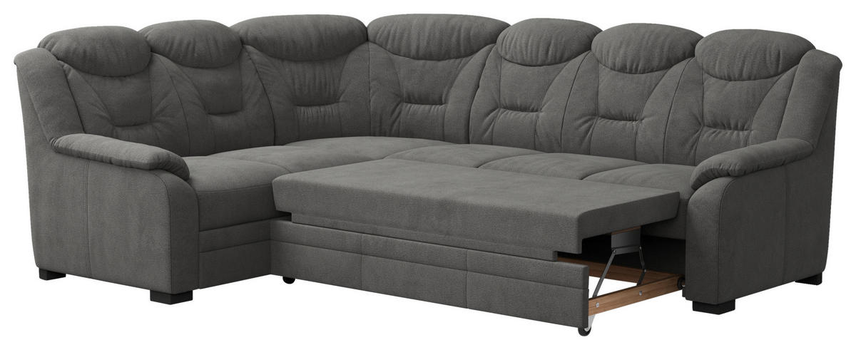 ECKSOFA Anthrazit Chenille  inkl. Rücken echt  - Anthrazit/Schwarz, Basics, Kunststoff/Textil (211/263cm) - MID.YOU