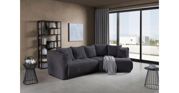 ECKSOFA Dunkelgrau Chenille  - Dunkelgrau/Schwarz, MODERN, Kunststoff/Textil (315/180cm) - Hom`in