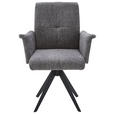 ARMLEHNSTUHL  in Stahl Flachgewebe  - Schwarz/Grau, Design, Holzwerkstoff/Textil (65/90/61cm) - Dieter Knoll